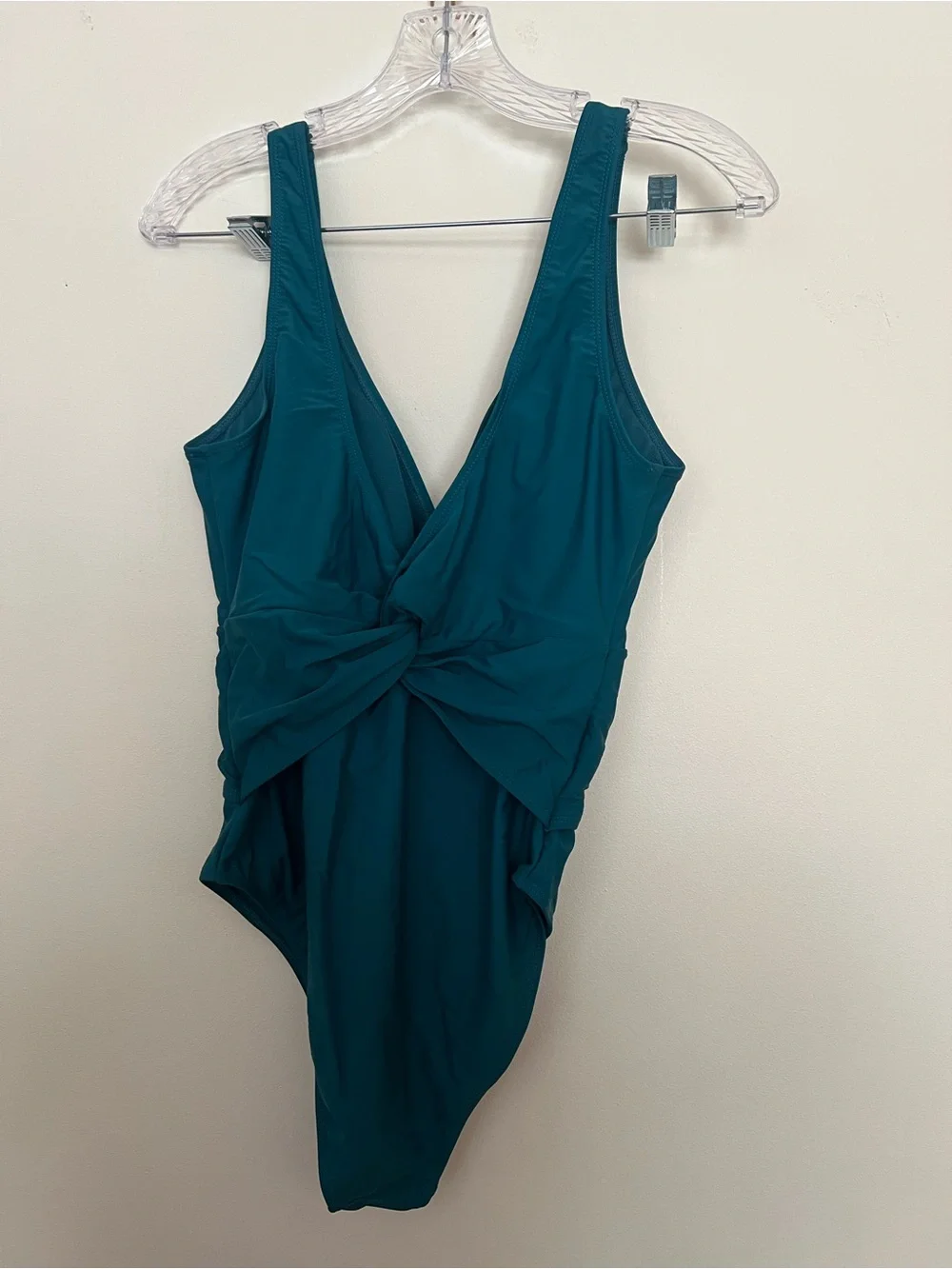 Nicole Miller Teal Twist-Front One-Piece Swimsuit